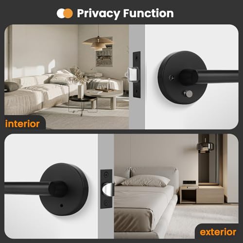 Image of Goldenwarm 3 Pack Black Door Handles Interior, Matte Black Door Lever Privacy Door Handles Keyless, Zinc-Alloy Heavy Duty Door Hardware for Bedroom Bathroom