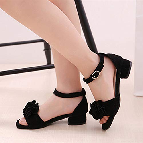 Little Big Girls Flower Middle High Heel Princess Sandals Kids Shoes Dress Platform Sandals3