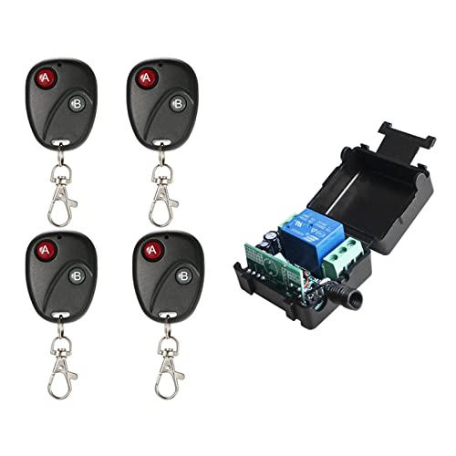 Ricevitore interruttore di controllo remoto da 12 V, apriporta del garage, trasmettitore a distanza, modulo interruttore per cancelli (4 telecomandi)