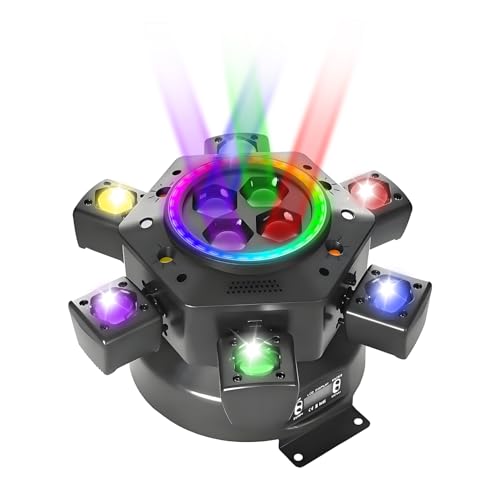 Uponelite Moving Head DJ Lights, 6 Arms Party Fixtures with Light Strip, 150W RGBW 4 in1 LED Stage