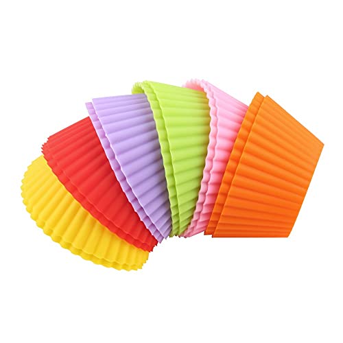 12pcs Colorful Mini Round Shape Silicone Muffin Cupcake Mould Bakeware Maker Mold Tray Baking Hot Kitchen Baking Tools - Thumbnail 2
