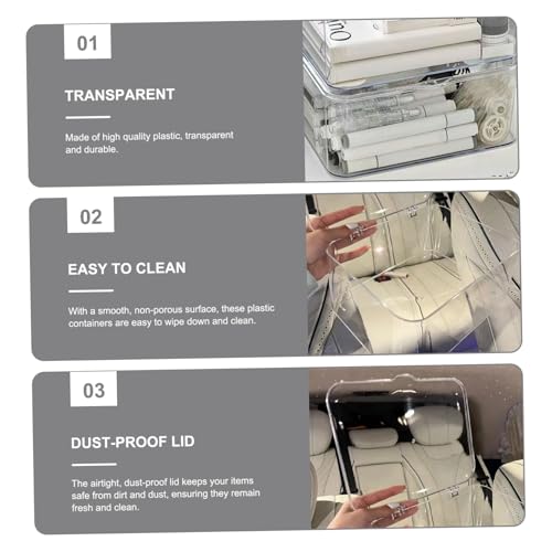 Boîte de rangement transparente 9x8x4 pouces avec couvercle empilable - 4
