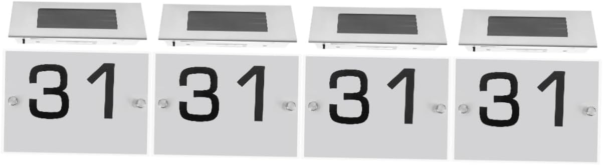 Housoutil 4sets Solar Address Plaque Led Illumination House Number Sign for Outdoor Use Energy-efficient Solar-powered Design Easy Installation Intelligent Light Sensing