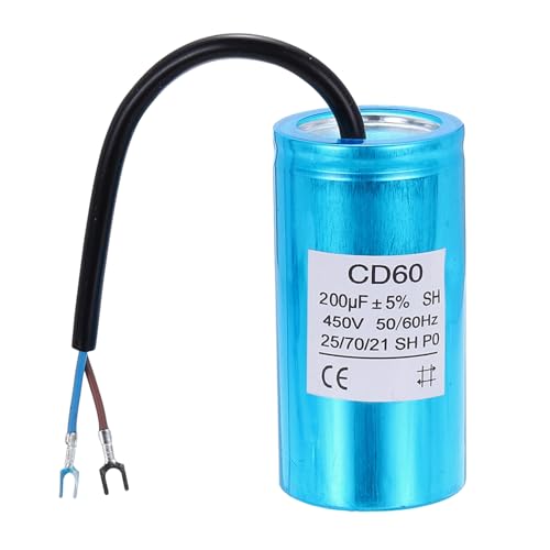 Image of sourcing map CD60 Capacitor, 450V 200uF CD60 Motor Start Capacitor with 2 Wiring Fork Terminal for Electric Motor Starting, Air Compressor