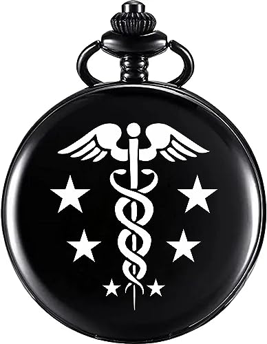 Image of Vintage Gandhi Style Pocket Watch with Engraved Designs & Messages Royal Black Analog for Men Women & Kids Includes Key Ring for car or Bike Keys Ideal Gift