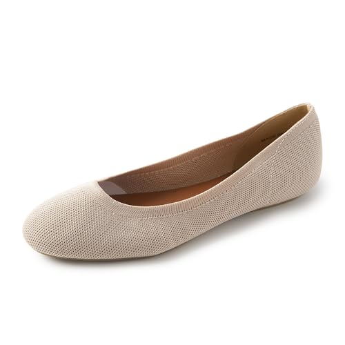 Women's Ballet Flats Round Toe Soft Knit Ballerina Flats Slip On Dress Shoes for Women Walking Dressy Casual Work Wedding
