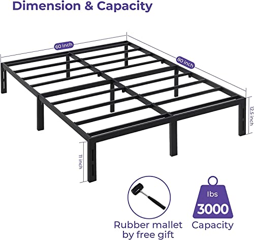 Greenforest Queen Bed Frame Quick Lock Heavy Duty Metal Platform Bed Mattress Foundation, No Box Spring Needed, Black #TOP5