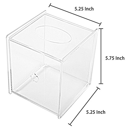 Mygift Square Clear Acrylic Tissue Box Cover Holder With Easy Slide Out Cover, Refillable Bathroom Facial Napkin Dispenser #TOP4