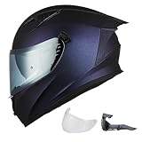 ILM Motorcycle Helmet Full Face with Pinlock Compatible Clear&Tinted Visors and Fins Street Bike Motocross Casco DOT Model Z501(Chameleon Purple, L)