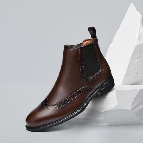 Mens Chelsea Boots,Dress Boots For Men,Slip-on Formal Dress Boots for Men Casual Ankle Boots Classic Brogue Style2