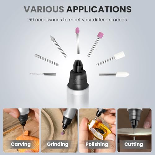 Image of Tarlido Electric Engraving Pen, Mini Cordless Rotary Tools, USB Rechargeable Etching Pen, 4V /1200mAh DIY Engraver Machine for Metal, Wood, Glass, Plastic,2 Stencils, Sliver