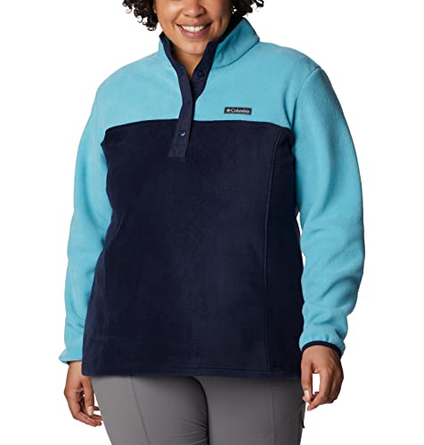 Image of Columbia Womens Benton Springs Half Snap II Pull Over Fleece Jacket, Dark Stone /Canoe /Vintage Blue, 3X