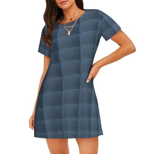 Chemise de nuit manches courtes femme vêtement de nuit léger respirant imprimé abstrait