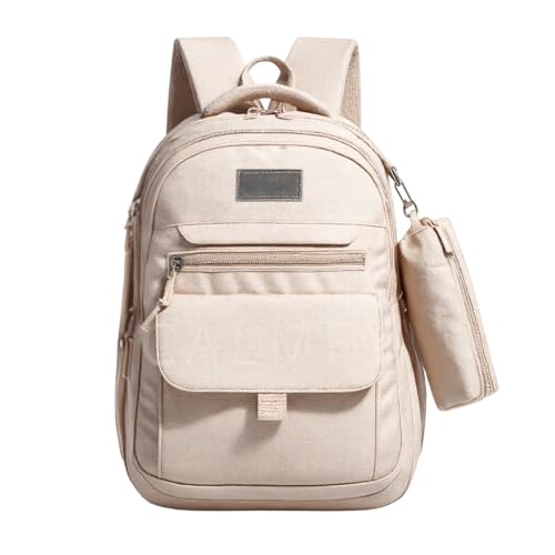 Mochila Versátil Unissex Grande - Escolar, Trabalho e Dia a Dia - Design Moderno, Material Impermeável, Resistente e Durável para Notebook (Bege)