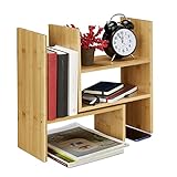 Details: Schreibtisch Organizer aus Bambus - Maße HxT: ca. 40x16 cm - Breite variabel: ca. 33 - 53 cm