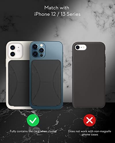 LL TRADER Folding Magnetic Wallet & Portable Phone Stand, 2 in 1 Leather Card Holder Compatible with MagSafe for iPhone 12 / iPhone 13 Series (Midnight Black)