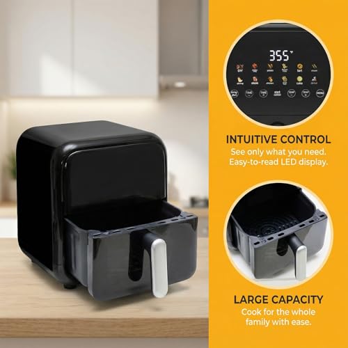 Image of OLIXIS Air Fryer with Window 7.9QT, 12-In-1 Large Airfryer for Family, 400F Rapid Air Crispy Technology, Roast Bake Dehydrate Reheat, Nonstick & Easy-Clean Basket, 1800W, Black