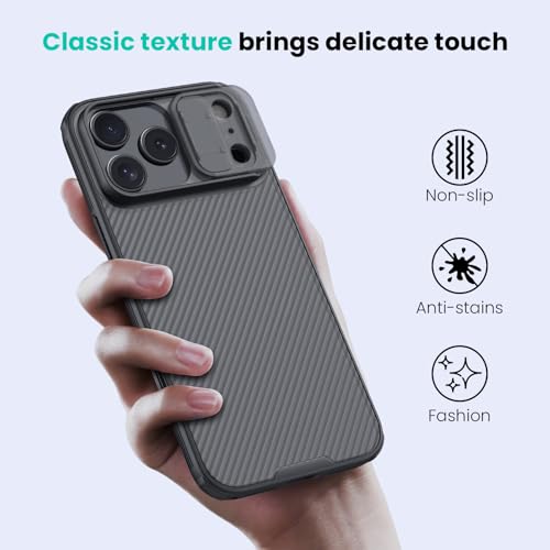 Image of Nillkin for iPhone 17 Pro Max Case with Slide Camera Cover, Thin Slim Fit, Shockproof Protective, Protector Privacy, Phone Case iPhone 17 Pro Max Camera Lens Protector 6.9 inch, Transparent Black