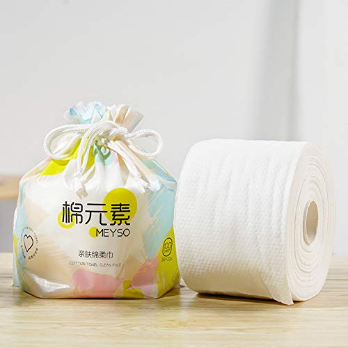 Meitu Facial Cotton Tissue, 100% Cotton, Lint-Free, Extra Thick & Soft Face Towel, Dry Wipes, Makeup Pads for All Skin Types, 100 Count