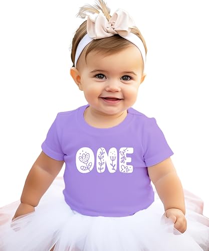Image of Floral Numbers Ages 1-7 Birthday Girl Shirt for Baby & Toddler Youth Girls