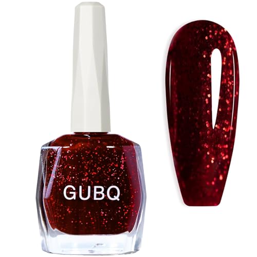 Glitter Nail Polish,Wine Red Glitter Nail Varnish,Burgundy Shimmer Holographic Nail Polish,Burgundy Red Nail Varnish Long Lasting & Quick Drying Nail Polish Gel for DIY Nail Art Manicure at Home