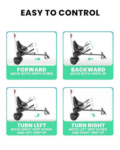 Image of Awwscooter K1 Go-Kart Seat Attachment for Self-Balancing Scooters, Adjustable Frame Fits 6.5 inch /8 inch /10 inch Boards, Easy Install, Kids & Family Fun (Scooter Not Included)-Carbon Black