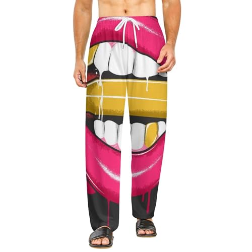 Pantalon de nuit femme rouge à lèvres fini les pyjamas sans poches en S