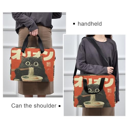 Bolso tipo maletín para laptop con patrón de gato japonés miniatura 2