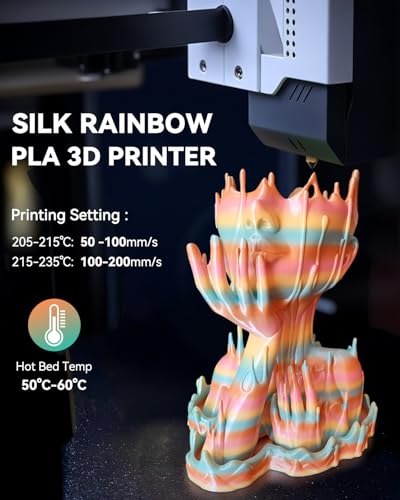 SUNLU Silk Rainbow PLA PLUS Filament, Schneller Farbwechsel alle 8 Meter, Mehrfarbiges Silk PLA+ 3D Druckerfilament, Gesamtlänge 330 Meter, 1KG Spule, Silk Rainbow Filament(Flieder-Violett)