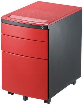 The "Hudson" 3-Drawer Metal Mobile File Cabinet (Red)