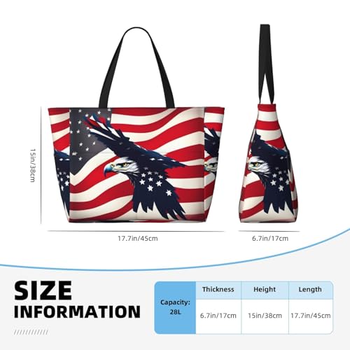 American Flag Fly Eagle Large Beach Tote Bag Women Beach Tote Bag For Pool Gym Grocery Travel With Multiple Pocket4