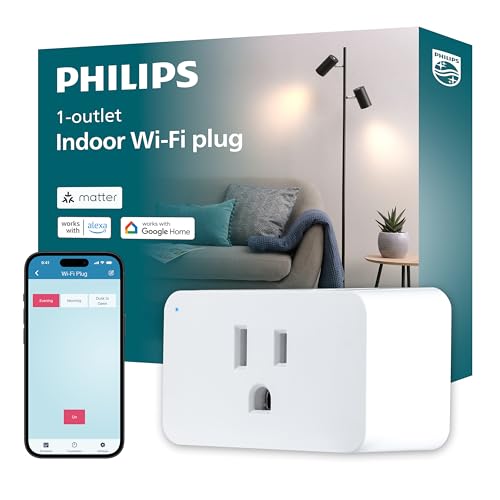 Philips Indoor Matter Smart Plug, WiFi, Works with Apple HomeKit,