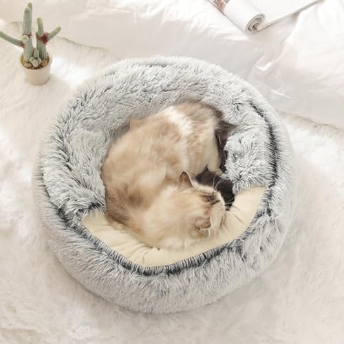 Camnoon Cama de gato para sono profundo Caverna de gato quente e confortável Confortável e de suport