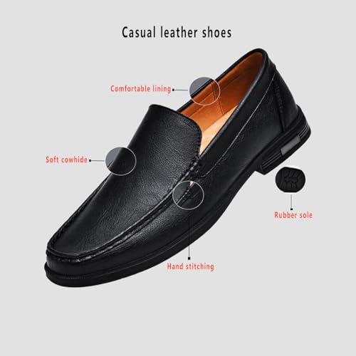 Men,s Genuine Leather Slip-On Loafers,Breathable Soft Sole Casual Shoes, Comfortable and Flexible Driving Flats,Easy-On Design3