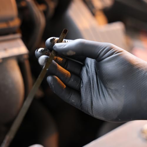 TG TOUGH GLOVE BOA Gripz (L) Nitrile Gloves (Pack Of 50) | Strong Black Disposable Gloves | Diamond Textured | Powder & Latex Free Strong Midweight Mechanic Industrial Glove - Image 5