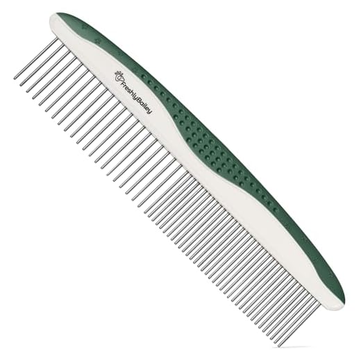 Freshly Bailey Metal Comb for Dogs - Greyhound Comb for Grooming Poodle, Doodle, Goldendoodle - Dog Comb with Dual Teeth for Curly & Wavy Coats