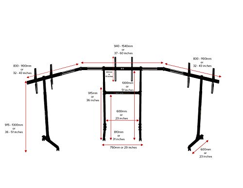 Next Level Racing ecran triple stand autoportant rigide avec reglage vesa
