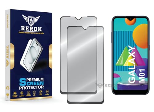 Image of Military-Grade Tempered Glass Screen Protector Compatible with Samsung Galaxy M01 [Pack of 2] | Edge-to-Edge, Oleophobic, Case Friendly, Easy Installation Kit