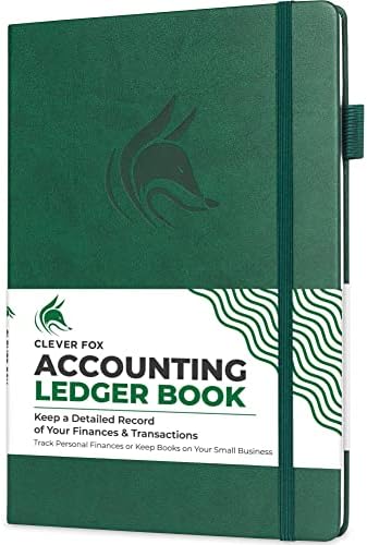 Clever Fox Accounting Ledger Book – Accounting Log for Small Businesses & Personal Use – Columnar Journal for Tracking Money, Expenses, Deposits & Balance – Hardcover, Large, 7x10″ (Dark Green)