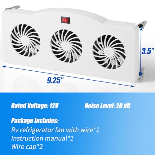 Makevivi 12V RV Refrigerator Fan, RV Fridge Fan for Efficient Air Circulation, Runs Quietly, Prevents Ice Buildup, Maintains Food Freshness by Makevivi - Image 2