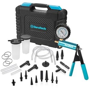 DURATECH 2 in 1 Brake Bleeder Kit, Brake Fluid Bleeder Kit with Metal Handheld Vacuum Pump, Ideal for Automotive, Organized in Portable Case