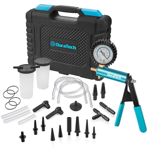 DURATECH 2 in 1 Brake Bleeder Kit, Brake Fluid Bleeder Kit with Metal Handheld Vacuum Pump, Ideal for Automotive, Organized in Portable Case