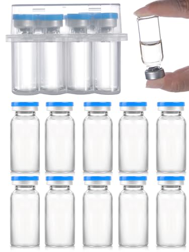 15ml Glass Vials - Self-Healing Injection Port, Sterile Empty Vials with Sealed Cap (10 Pack)