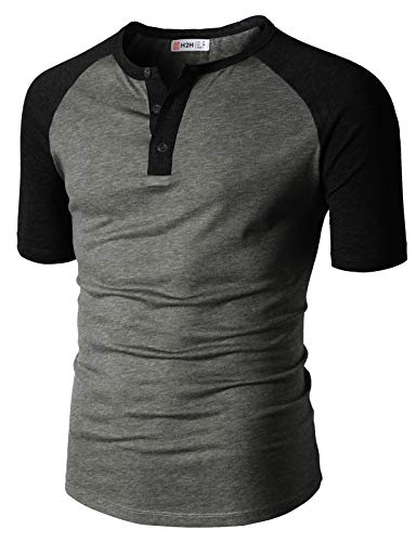 H2H Mens Henley - Raglan Short Sleeve Casual Slim Fit T-Shirts2