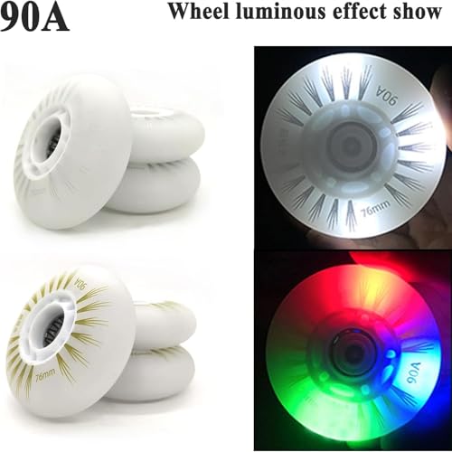 Roues de patin à roues alignées LED 70mm 90A bleu pour roller flash - 6