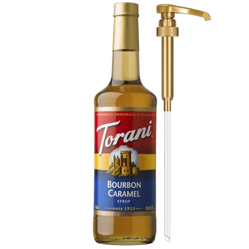 Torani Coffee Syrup, Bourbon Caramel Flavoring for Drinks, Glass ...