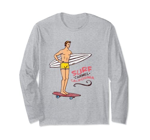 Carmel Surf Vintage Retro Tabla de surf 60s 70s 80s Manga Larga
