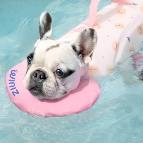 Dog Life Jacket for Small & Medium Dogs – WINIZ Adjustable Swim Vest with Rescue Handle & Removable Front Float – Pet Safety Aid for Boating, Surfing & Swimming – Made in Korea (Large, Pink)