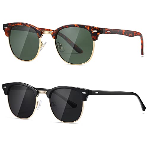 Image of AEVOGUE Semi Rimless Polarized Sunglasses for Women Men, AE0369 2 Pack | Retro, UV Protection, Driving Travel Outdoor, Lightweight Frame, Value Set