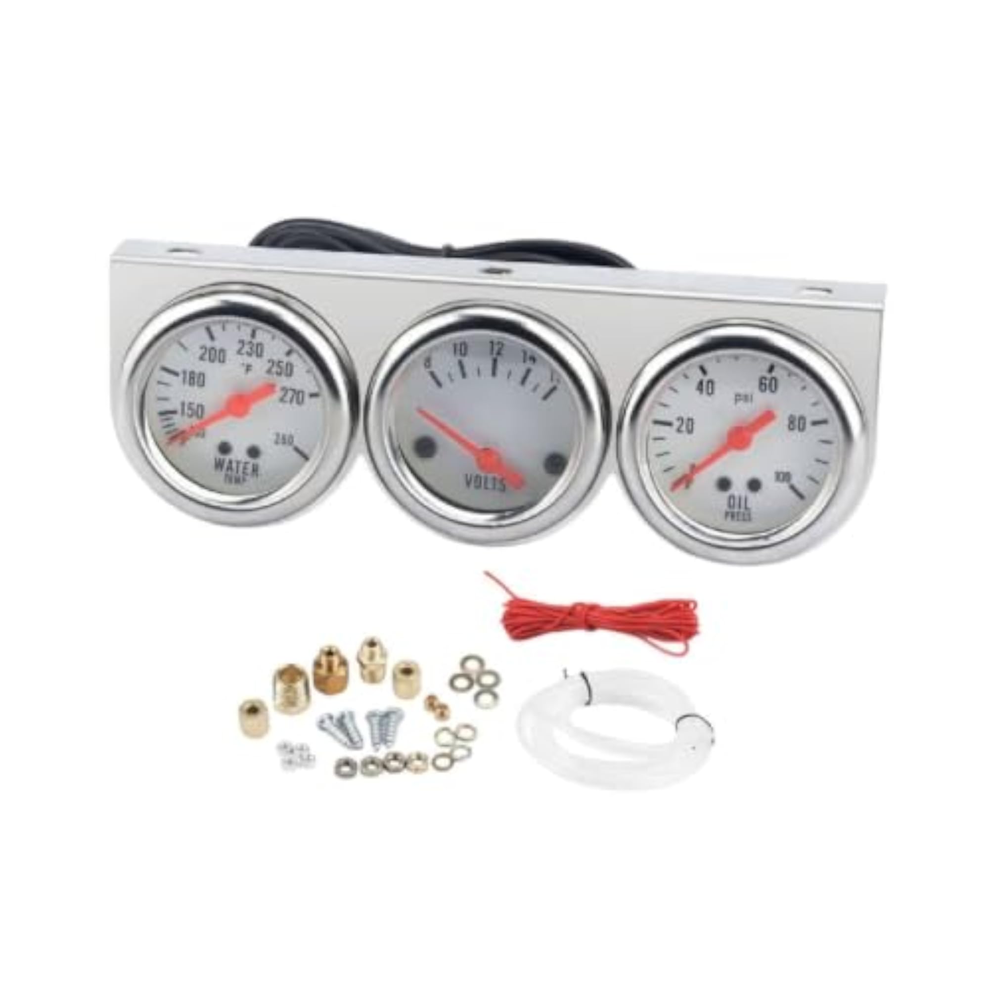 52mm Oil Pressure Water Temp Voltmeter Set, Chrome Bezel